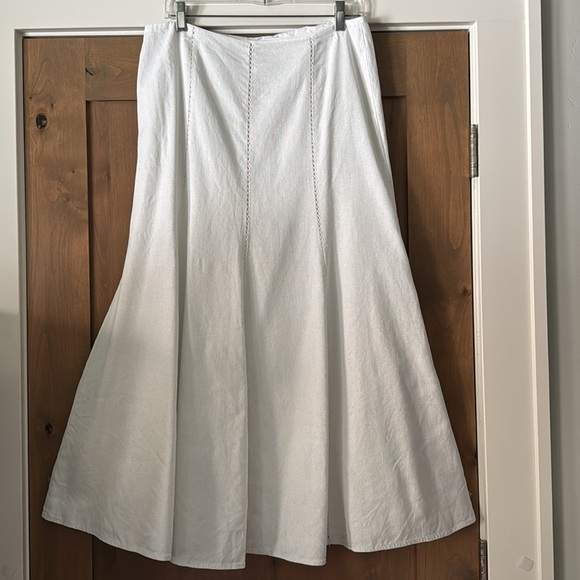 White house/black market Linen Maxi skirt Womens 10 lined Mermaid crochet Boho - Picture 2 of 10